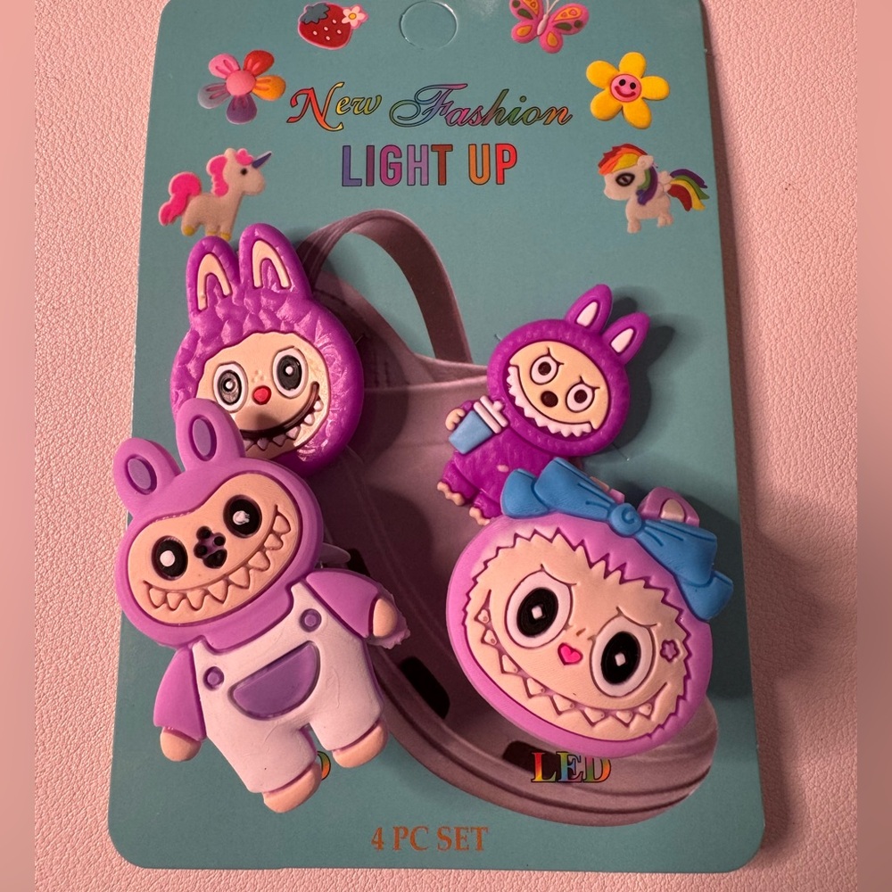 Labubu Light Up Croc Charms-Purple